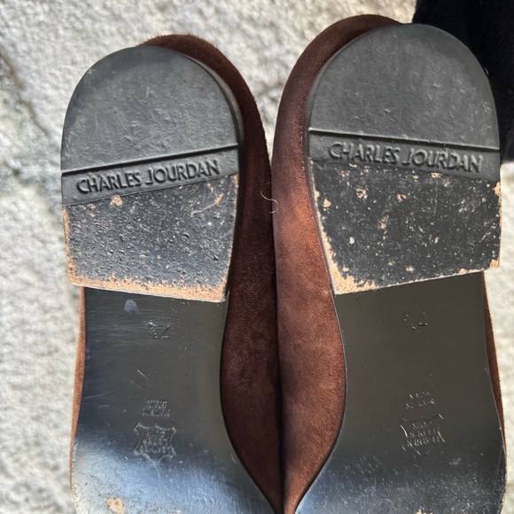 Charles Jourdan chocolate brown loafers suede leather slip on 7.5 - Picture 10 of 12